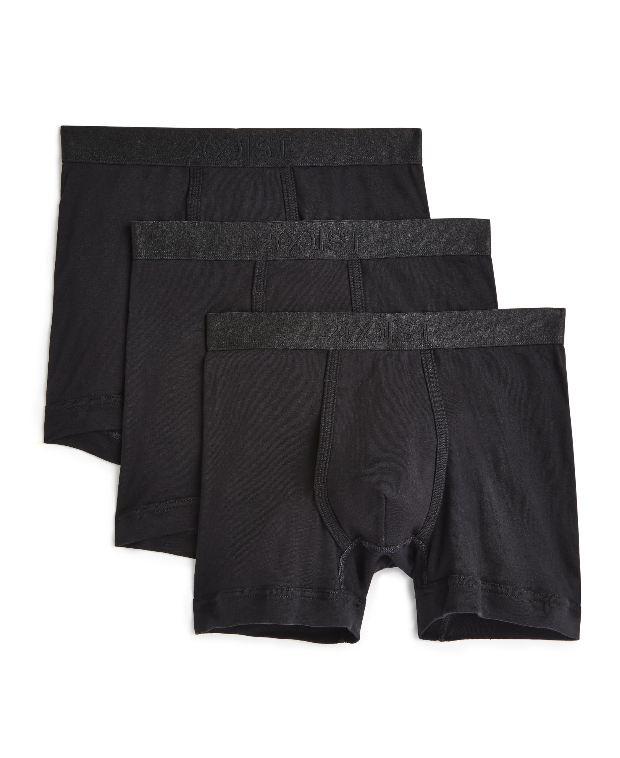 2(X)Ist Men's Black 3-Pack Pima Cotton 6.5'' Boxer Brief 3-Pack, Sm
