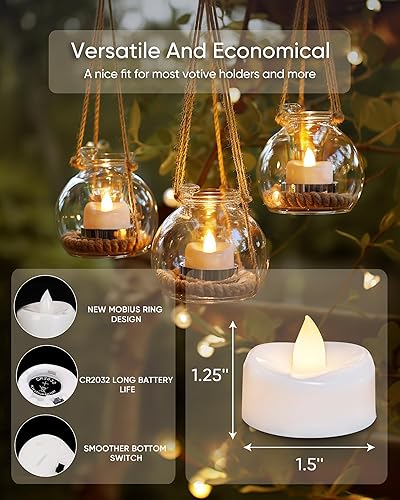 Miniatura 2 de Velas sin llama, paquete de 12 velas LED falsas, velas a pilas con temporizador automático de 6 horas para Halloween, Navidad y bodas, 1.5 x 1.25