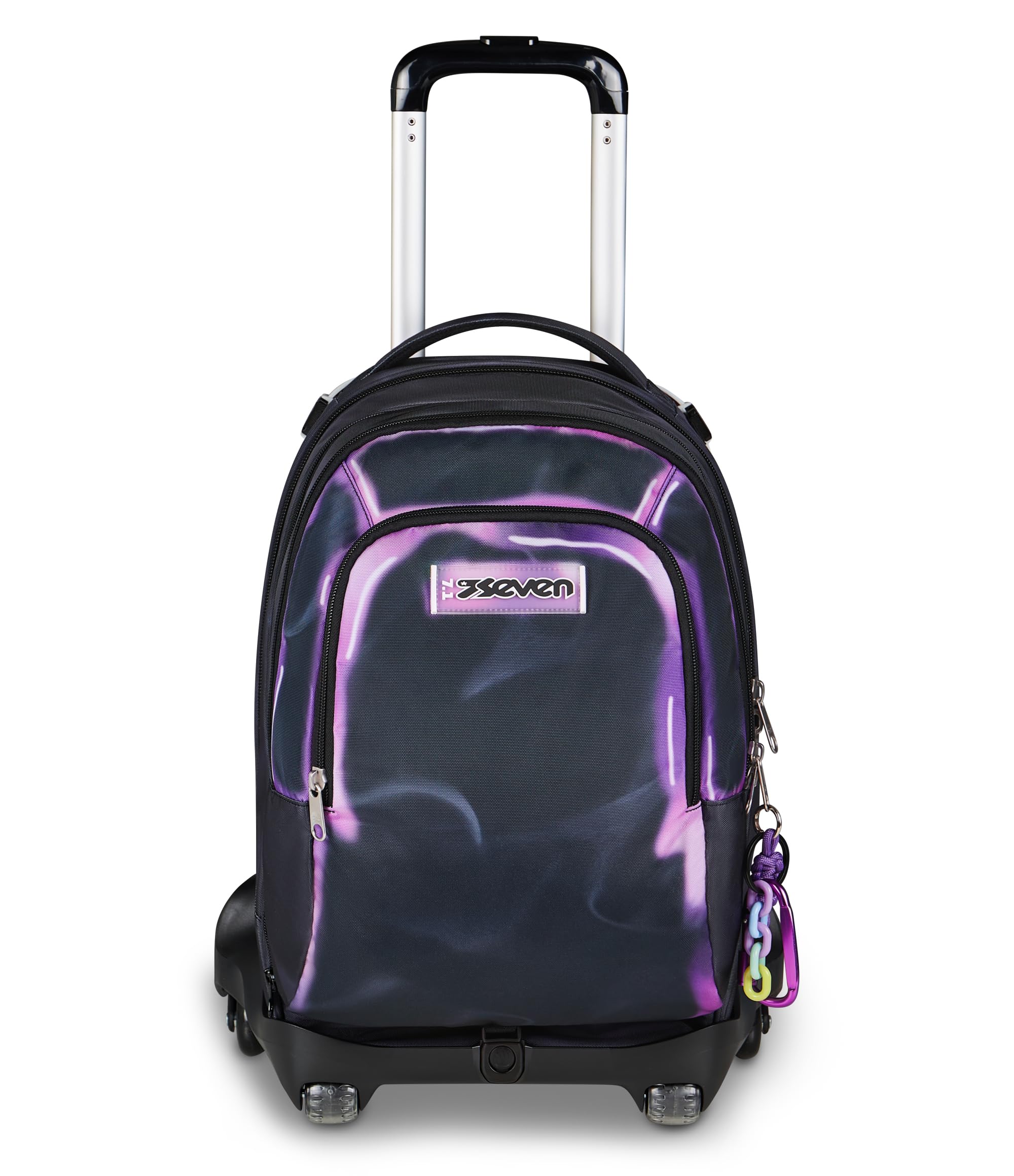 Seven Trolley Scuola Jack 8 Ruote Detach SHADOWS OF COLOR, Nero, 34 L, Scomponibile, Cross-over System, Zainetto staccabile, Tasca laterale porta borraccia, Scuola elementare e media, Bambini, Ragazzi