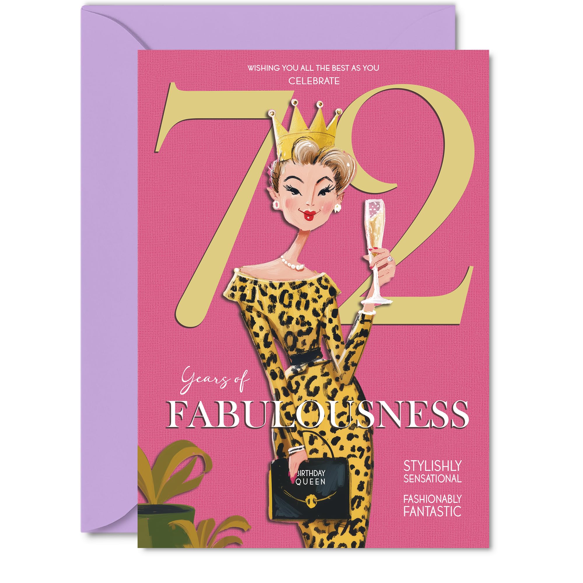 72nd Birthday Cards for Women - Years Of Fabulousness - Happy Birthday Card for 72 Year Old Woman Cousin Granny Nan Auntie, 5x7 Inch Bday Greeting Cards