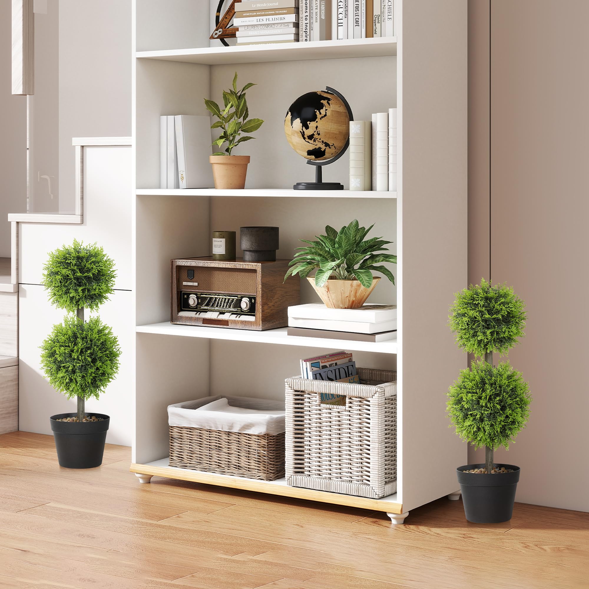 HOMCOM Lot de 2 Plantes Artificielles Décoratives 60 cm Vert