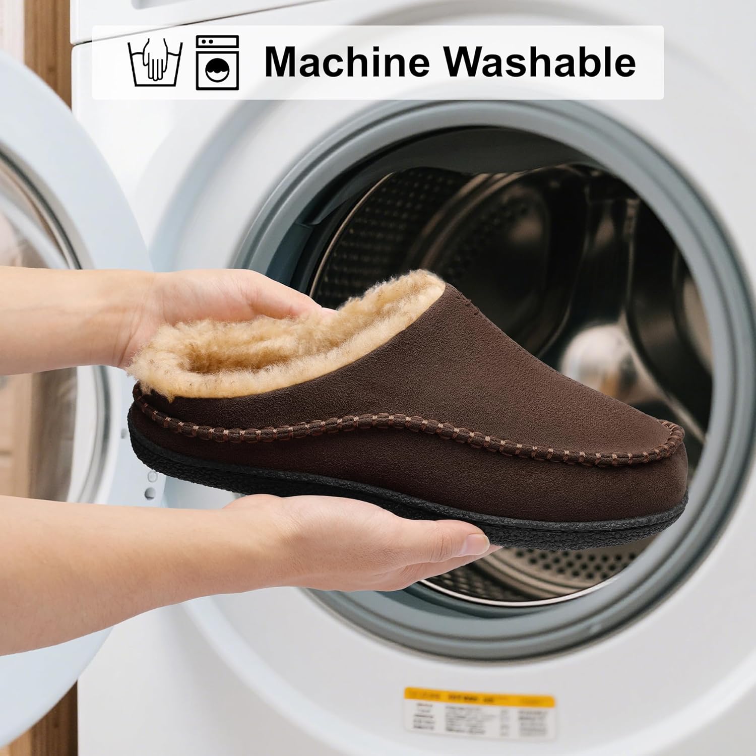 shoeslocker Men's Slippers, Comfy Memory Foam Slip-on Indoor House Shoes - Image 5