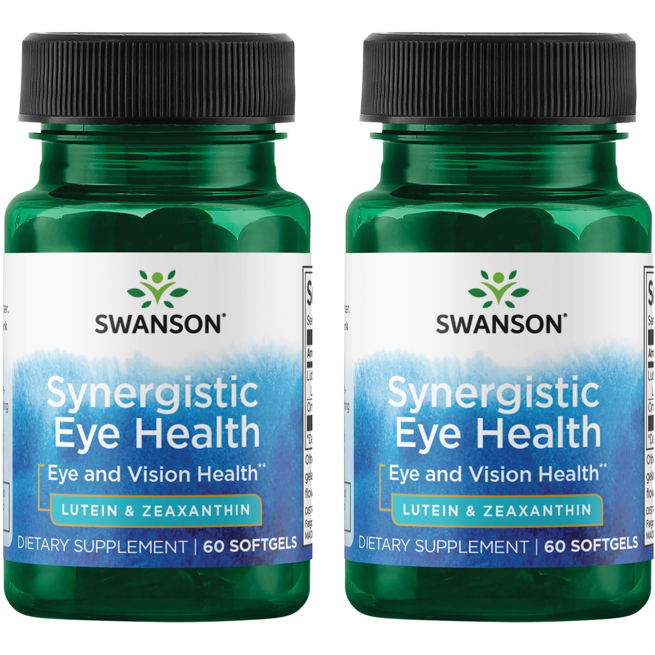 Swanson Lutein & Zeaxanthin Synergistic Eye Health Vision Retina Macula Supplement (Lutein 20 mg & OmniXan Zeaxanthin 2 mg) 60 Softgels Sgels (2 Pack)