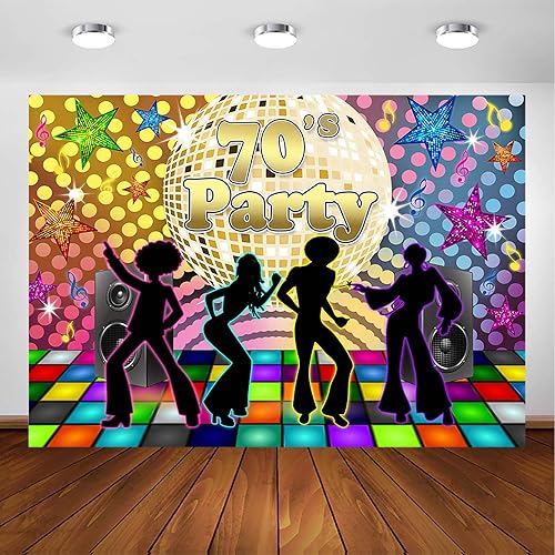 Miniatura 1 de Avezano Telón de fondo de fiesta de regreso a los años 70 para adultos, decoración de fiesta de discoteca retro de los años 70, Let's Glow Crazy