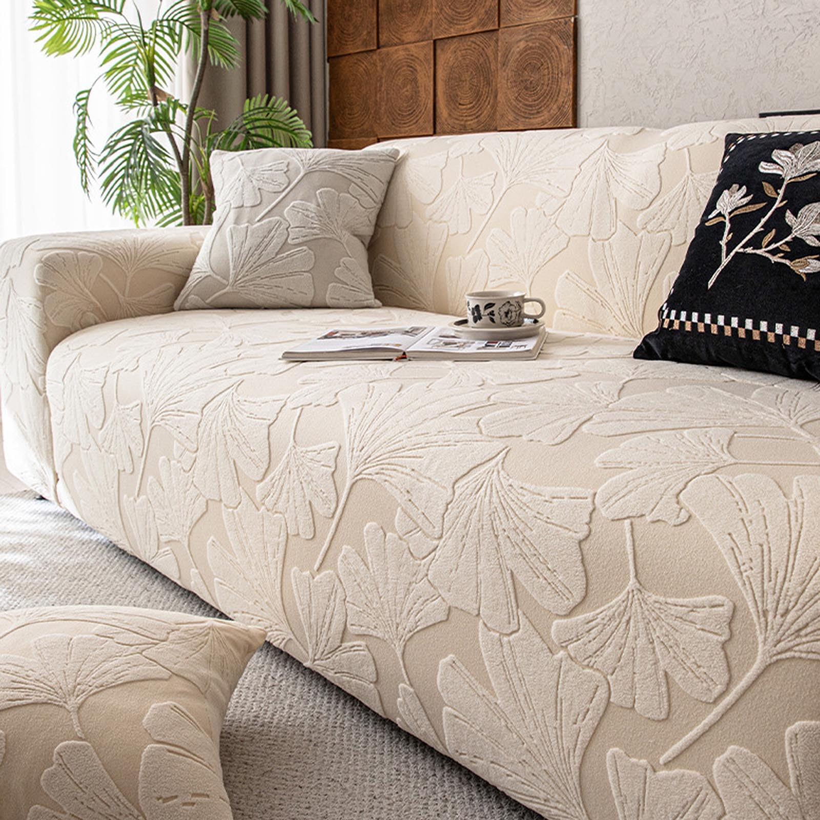 Housse de canapé universelle haut de gamme en peluche blanche
