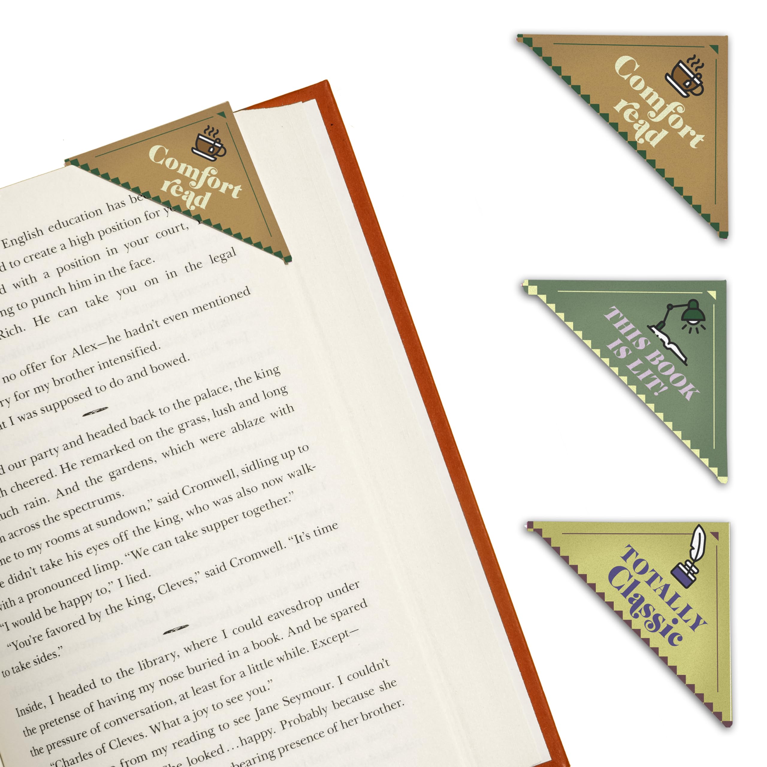 Knock Knock Classics Lovers Bookmark Corners, Set of 3 Unique Cardstock Bookmarks