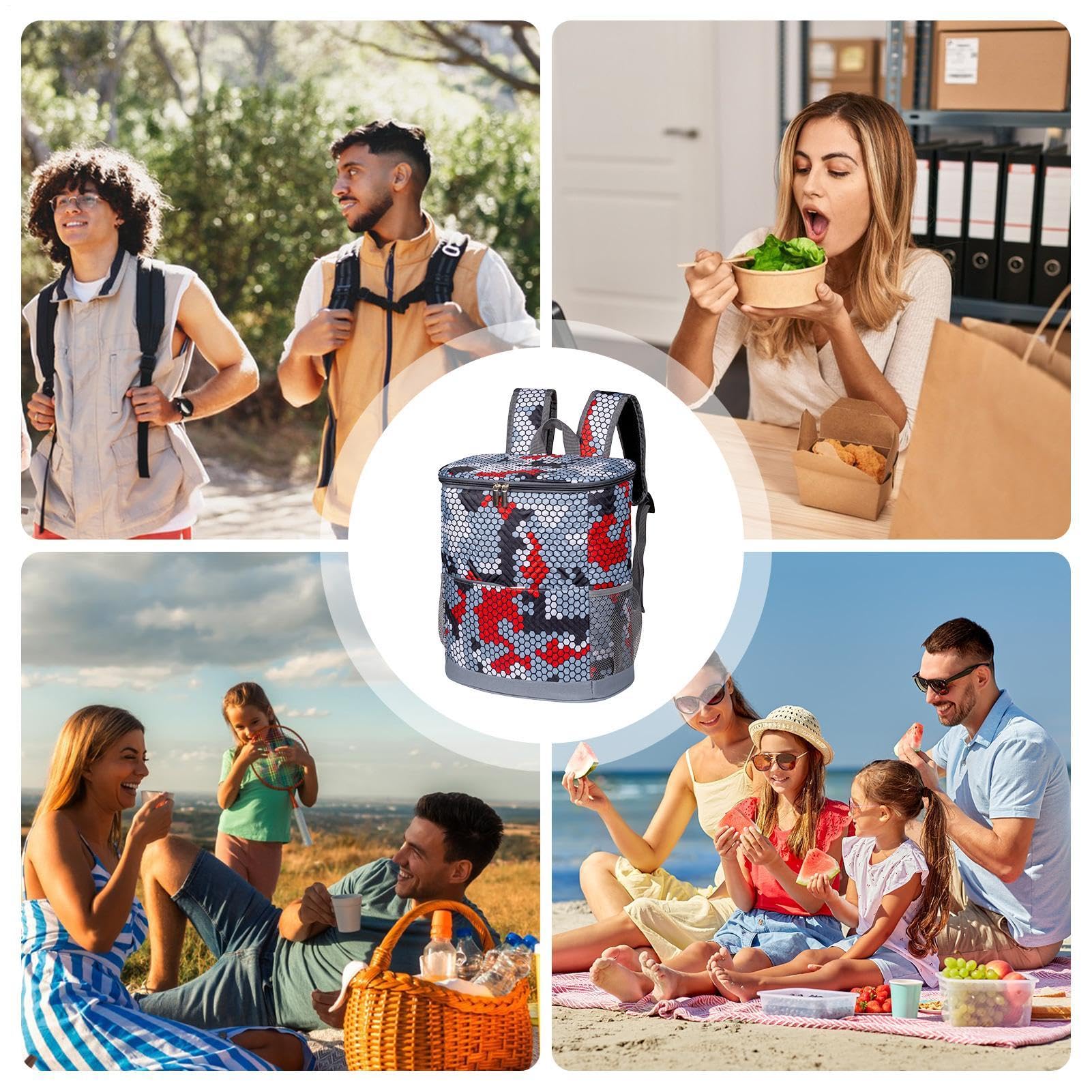 Zaino refrigerante isolato – Zaino pieghevole a prova di perdite, borsa termica a prova di perdite, grande capacità 20 l, mantiene il ghiaccio 24 ore, cerniera per campeggio, spiaggia, picnic, pesca