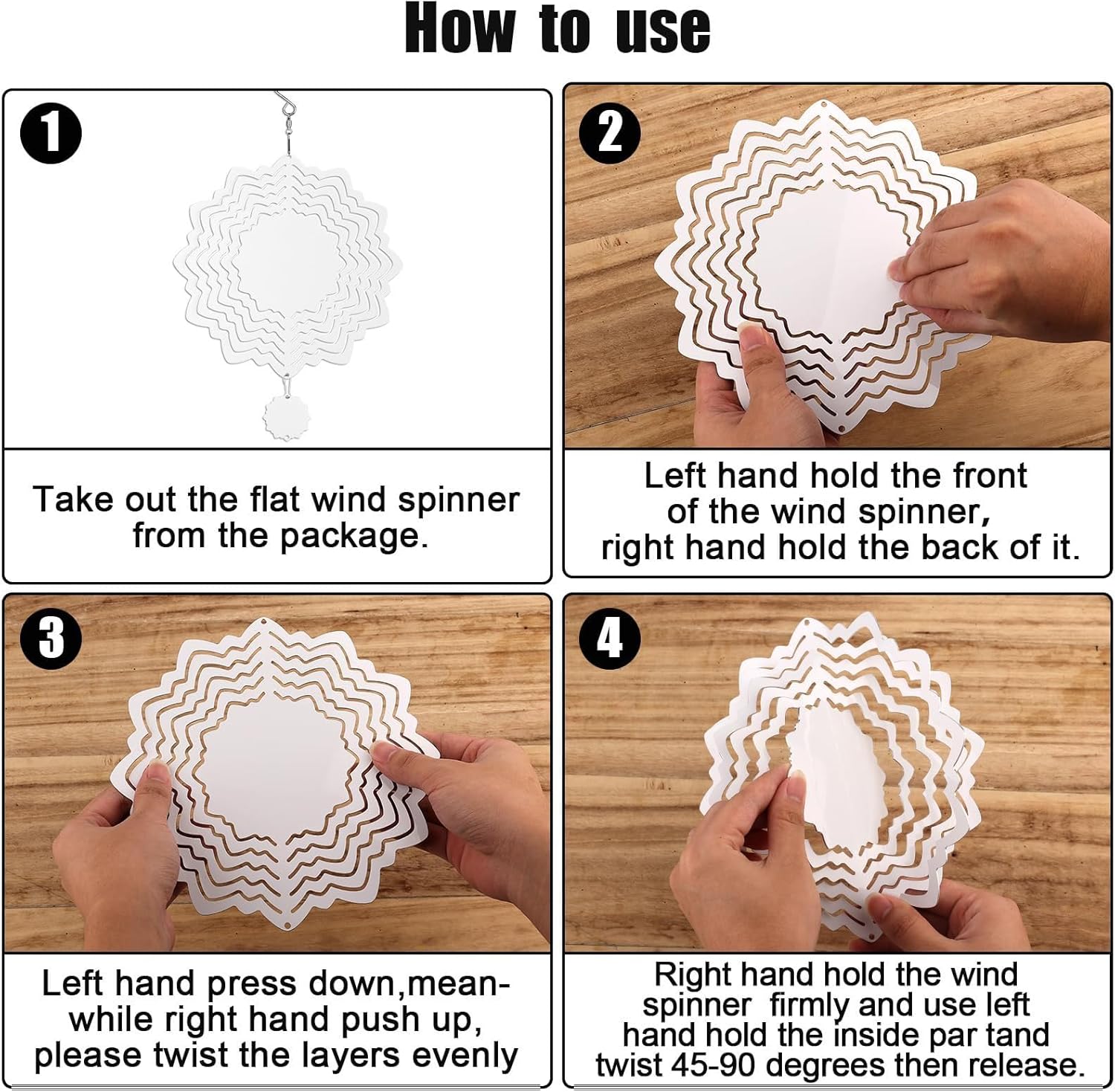 Generic Wind Spinners for Yard and Garden Sublimation Wind Spinner Chime Blanks, 3D Metal Double-Sided Hanging Decoration for Indoor Lamp Tree Wall (Size : 8 * 8in), EDPBVVEDA-RUY041902C2