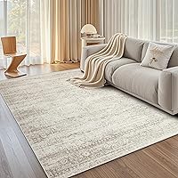 Srugn 5x7 Washable Area Rug - Ultra Soft Faux Wool Non-Slip Low Pile Vintage Beige Rug for Living Room Bedroom Dining