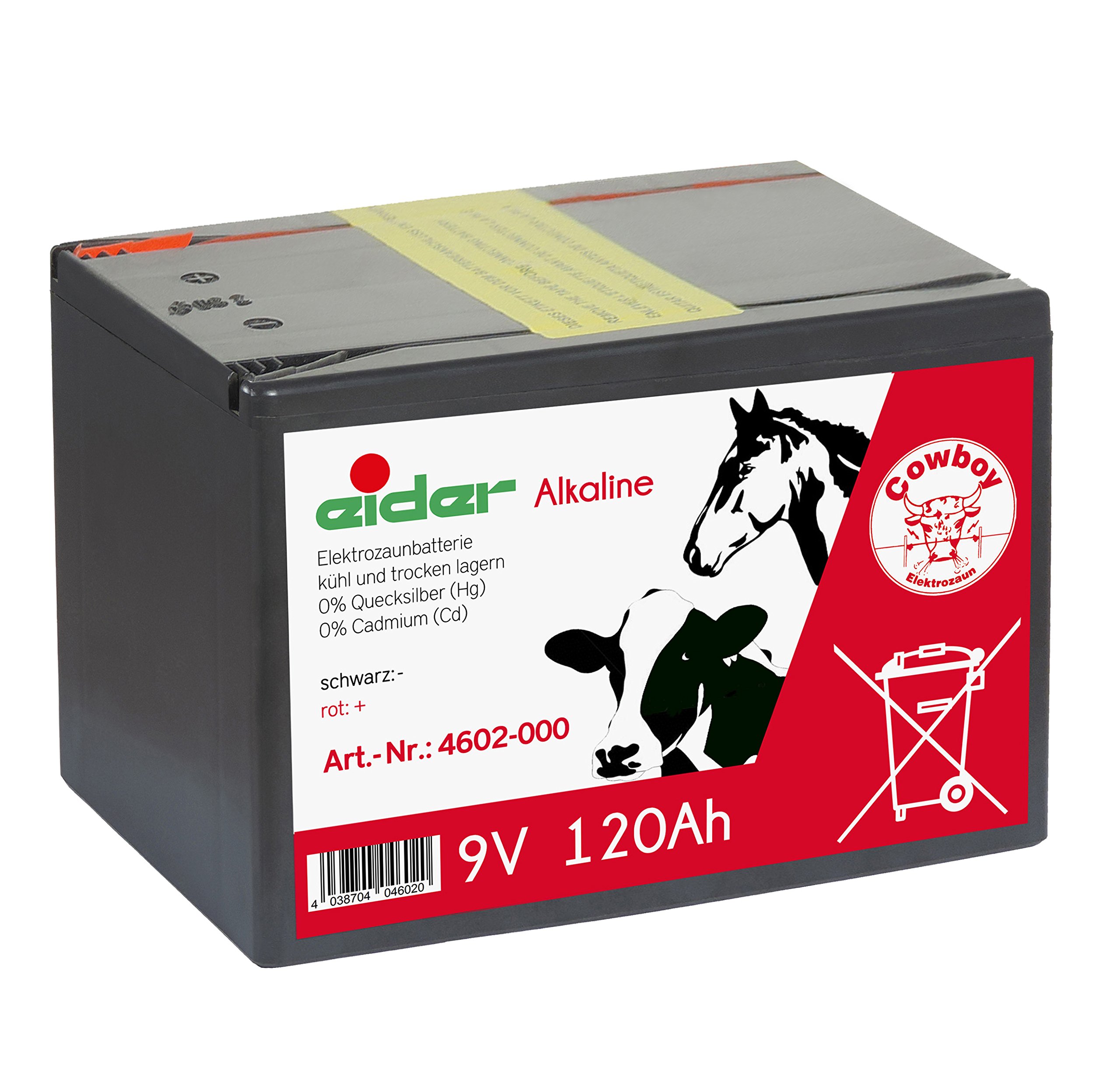 Eider Opakowanie ekonomiczne: 4 x baterie alkaliczne 9 V 120 Ah do ogrodzenia pastwiskowego – d?ugi czas pracy i korzystna cena – do urz?dze? do ogrodzenia pastwiska 9 V