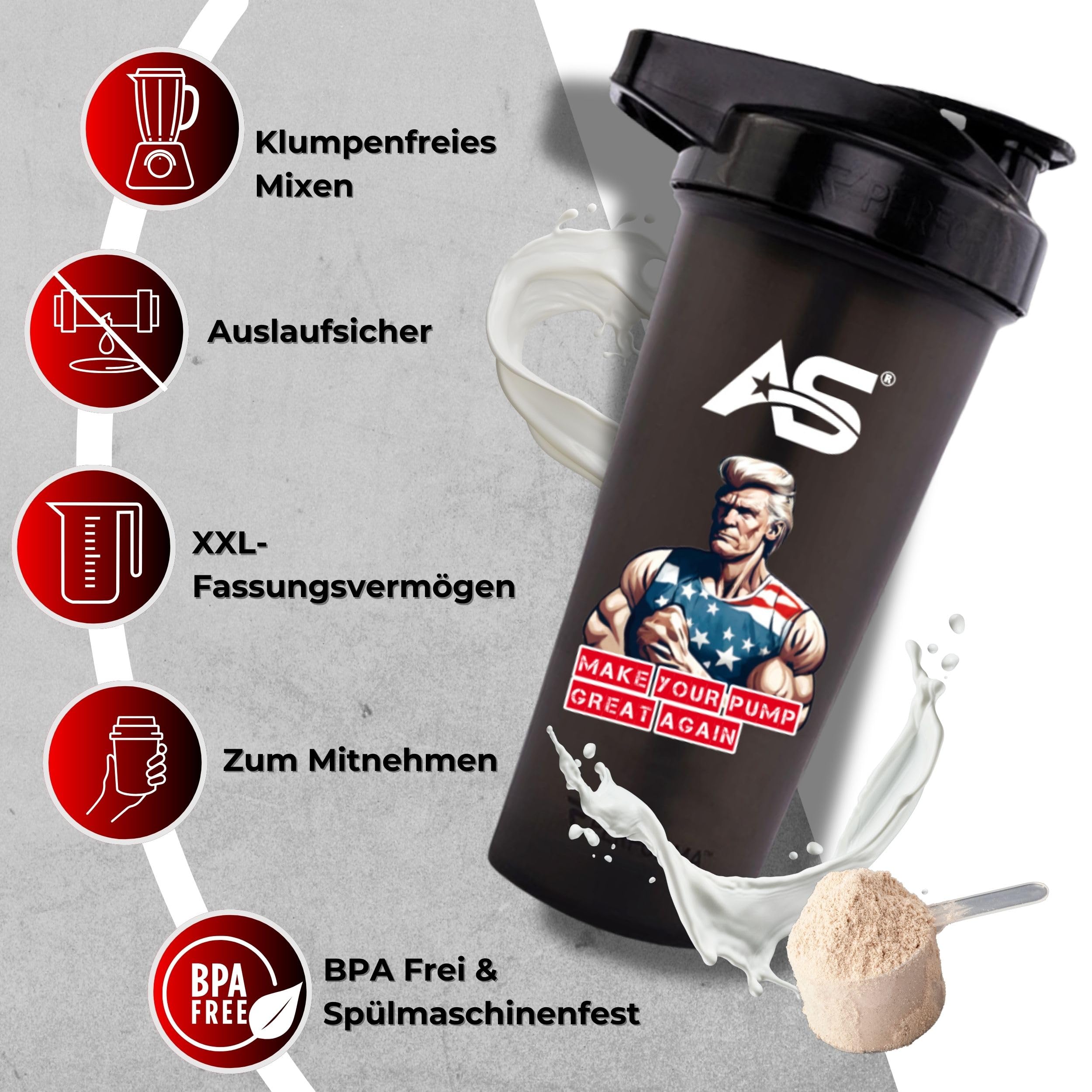 DONALD PUMP BOOSTER [510g] - MAKE YOUR PUMP GREAT AGAIN! L Citrullin Malat + Creatine + AAKG + Beta Alanin + Ginkgo Biloba (510g mit Shaker, Pfirsich Eistee)