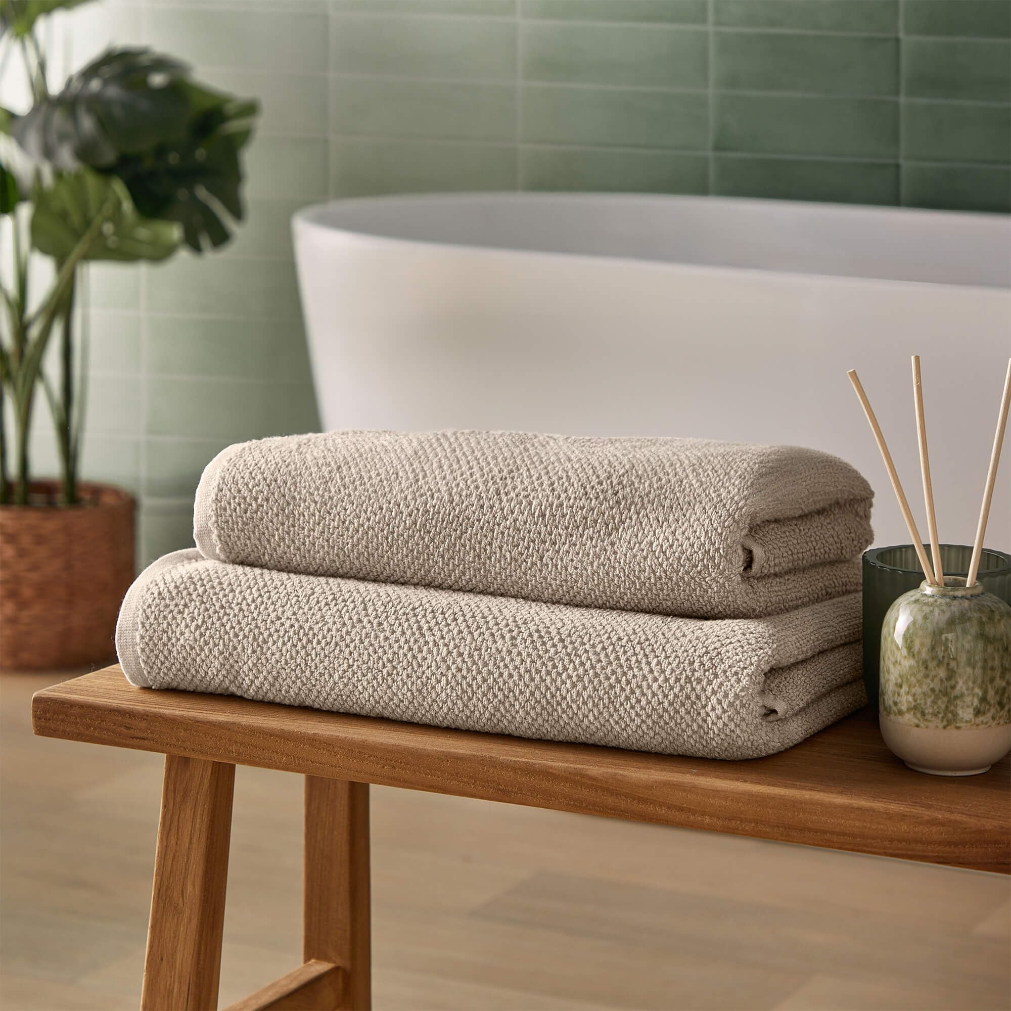 Silentnight Popcorn Waffle Hand Towel Pair - Super Soft & Super Absorbent Spa-Like Towels - 100% Cotton BCI - Waffle Textured Quick Drying Hand Towel - 90 x 50cm - Machine Washable, Natural, 2 Pack
