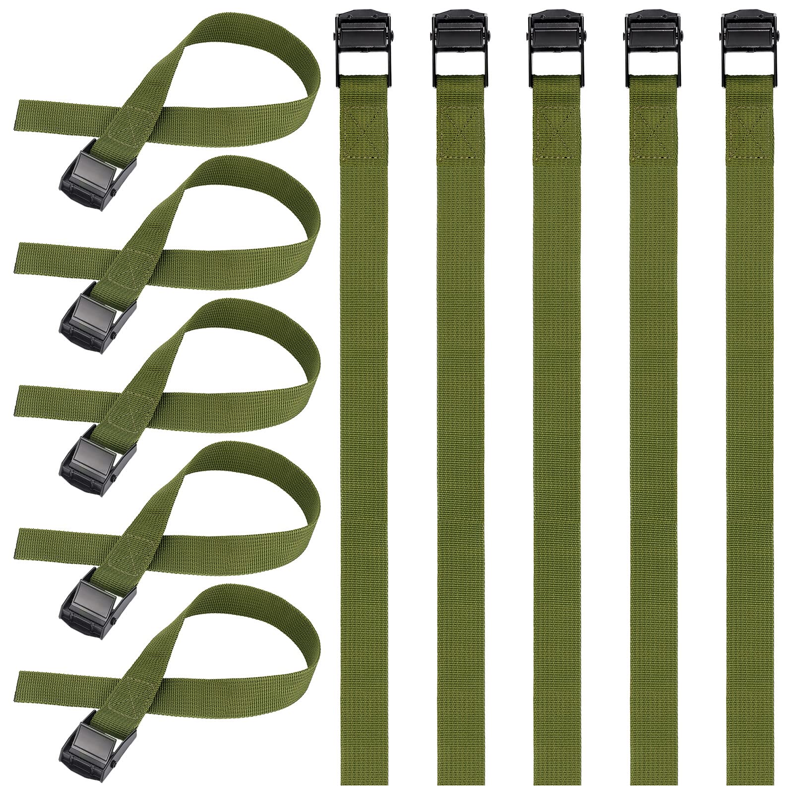 Hejo 10PCS Correa de Amarre,65x2.5CM Verde Ajustable Cinchas de Amarre Pequenas de Metal Aleación con Liberación Rápida A Prueba de Oxido Cinchas para Bicicletas, Motocicletas, Paquetes de Equipaje — view 11