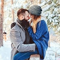 Vista 59 de FURTALK Gorros de invierno para mujer, con forro polar, gorro de punto holgado y cálido, gorro de esquí Gris claro