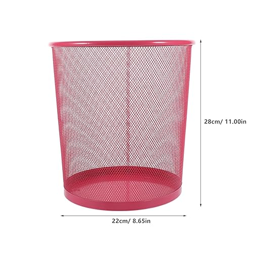 Miniatura 3 de KALLORY Cesta de basura de malla de alambre de metal, cubo de basura para el hogar, oficina, cocina, dormitorio, lata de reciclaje, color rojo