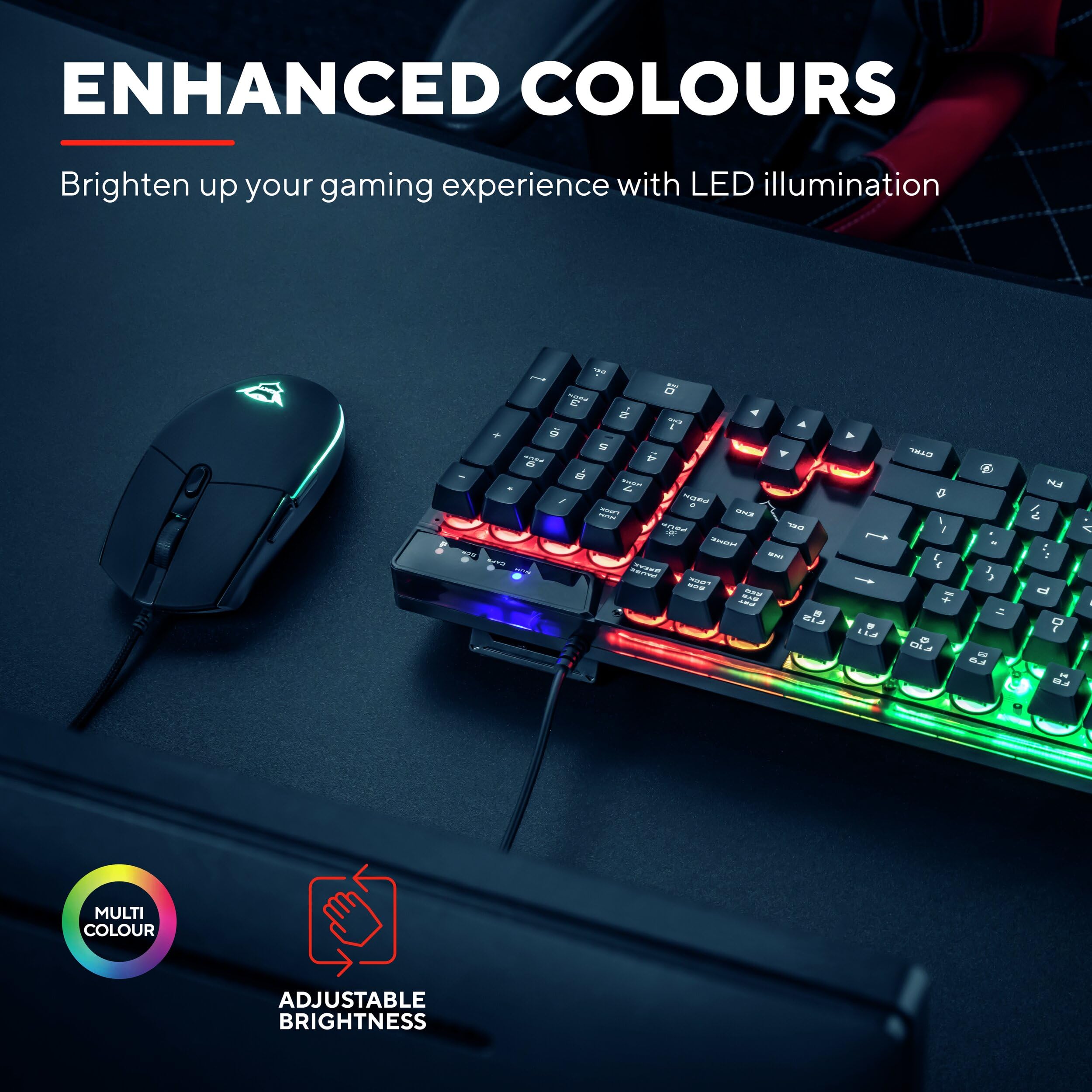 GXTrust 838 Azor Teclado Gaming y Ratón con Cable QWERTY Español, Iluminación LED, 800-3000 dpi, Anti-Ghosting, Pack Gamer para Juegos Windows Mac PC Ordenador Portátil - Negro — view 3