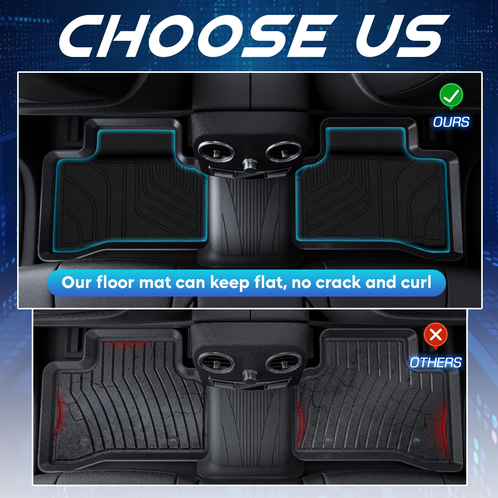 TadaMark Floor Mats Cargo Liner Fit for Chevrolet for Equinox Fit for GMC for Terrain 2018-2024 Black Deep — view 6