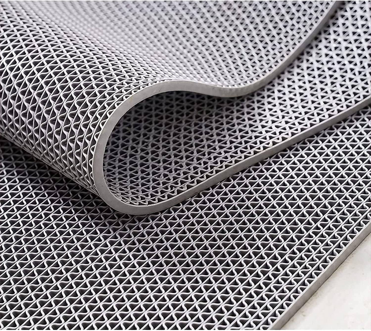 BWKJMY Non-slip Drainage mat 300 X 90cm Commercial Waterproof Floor Mat for Indoor Outdoor Wet Area S-Shaped Rubber Mat for Pool,Kitchen, Bathroom, Restaurant, Garden (Grey)