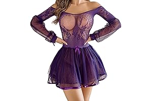 Lingerie for Women Sexy Fishnet Lingerie Lace Babydoll Lingerie Dress Long Sleeve...