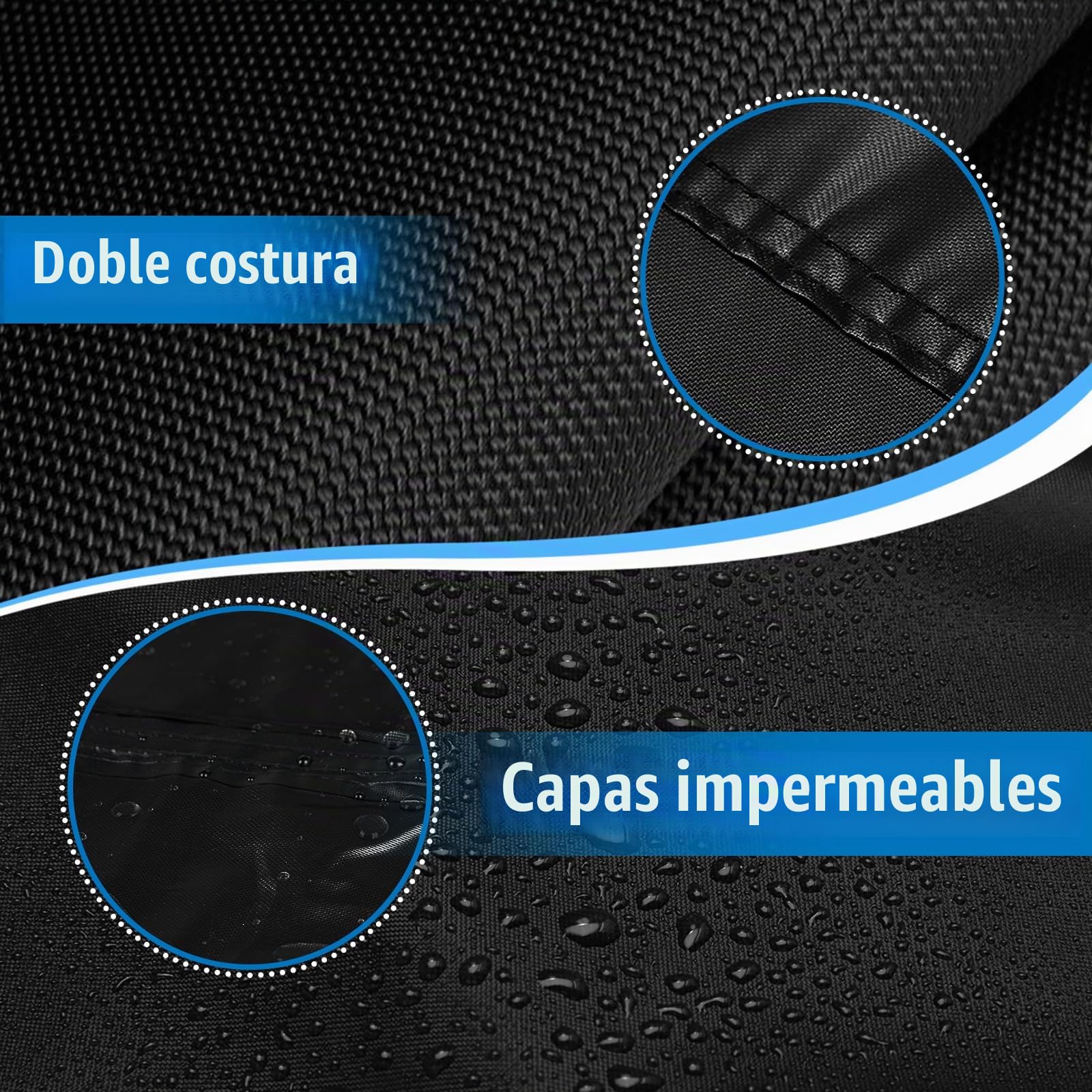 SIRUITON Juego de 4 Fundas para Muebles de Exterior 210D, Fundas Resistentes para Terraza, Set para Jardín/Veranda, Funda Impermeable para Banco (Negro)