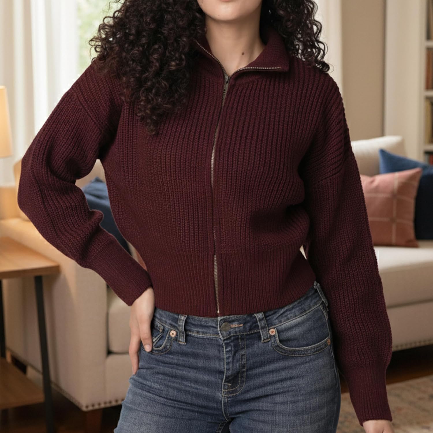 Long Sleeve Cardigan Women Zip up Sweater | Easy to Style Womens Soft Knit Lightweight Cardigan Sweaters - Image 2