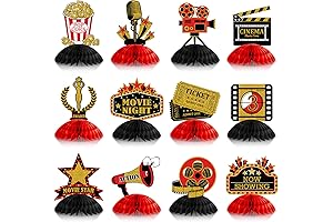 12-Pack Oscars Party Decorations Centerpieces for Table Theater Honeycomb Ticket Popcorn Star...