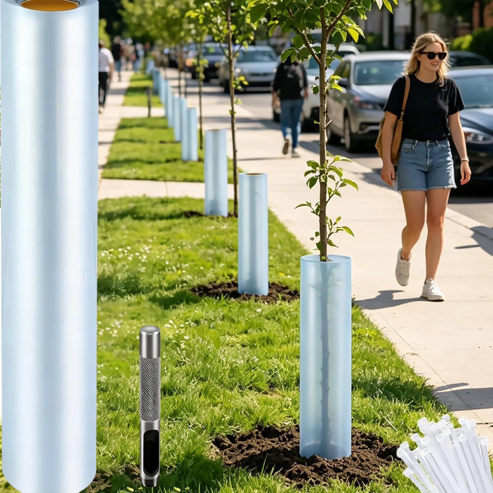 Setzlingschutz, mit 100 Kabelbindern, robust, für Obstbaum, Stammschutz, Pflanzenschutz, für Gartenarbeit, Klettern, Wachstum, Outdoor, Hof, Garten, Obstgarten, Kinderzimmer