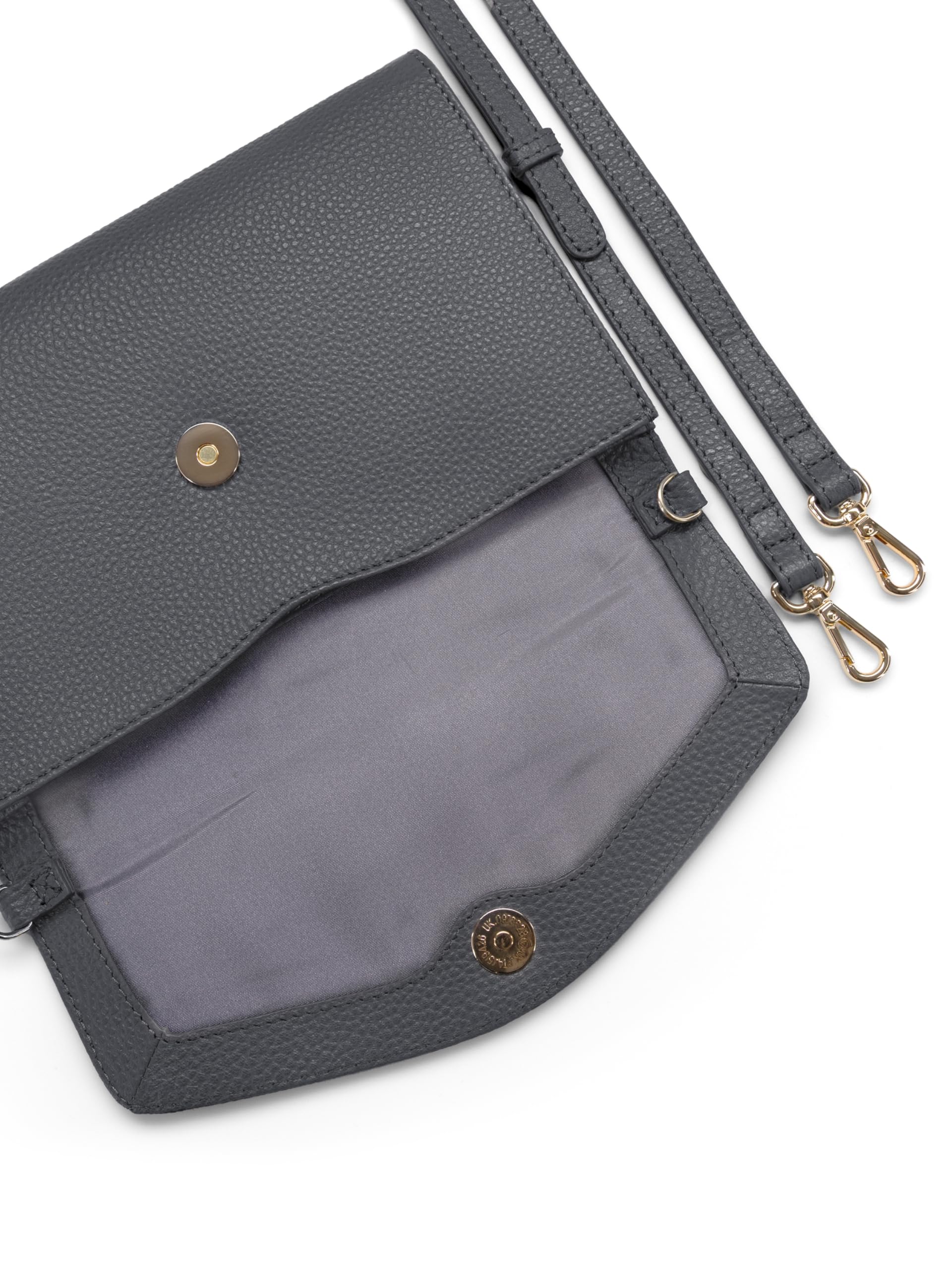 Lazarotti Bologna Leder Clutch | 23 cm mittelgroße Damen Umhängetasche | Hand-Tasche mit abnehmbarem & verstellbarem Schulterriemen