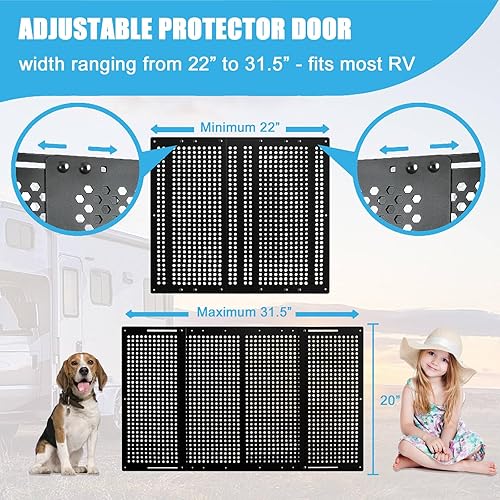 Miniatura 3 de Protector de puerta de pantalla para perros, protectores ajustables de aleación de aluminio para rejilla de entrada de caravanas, accesorios de