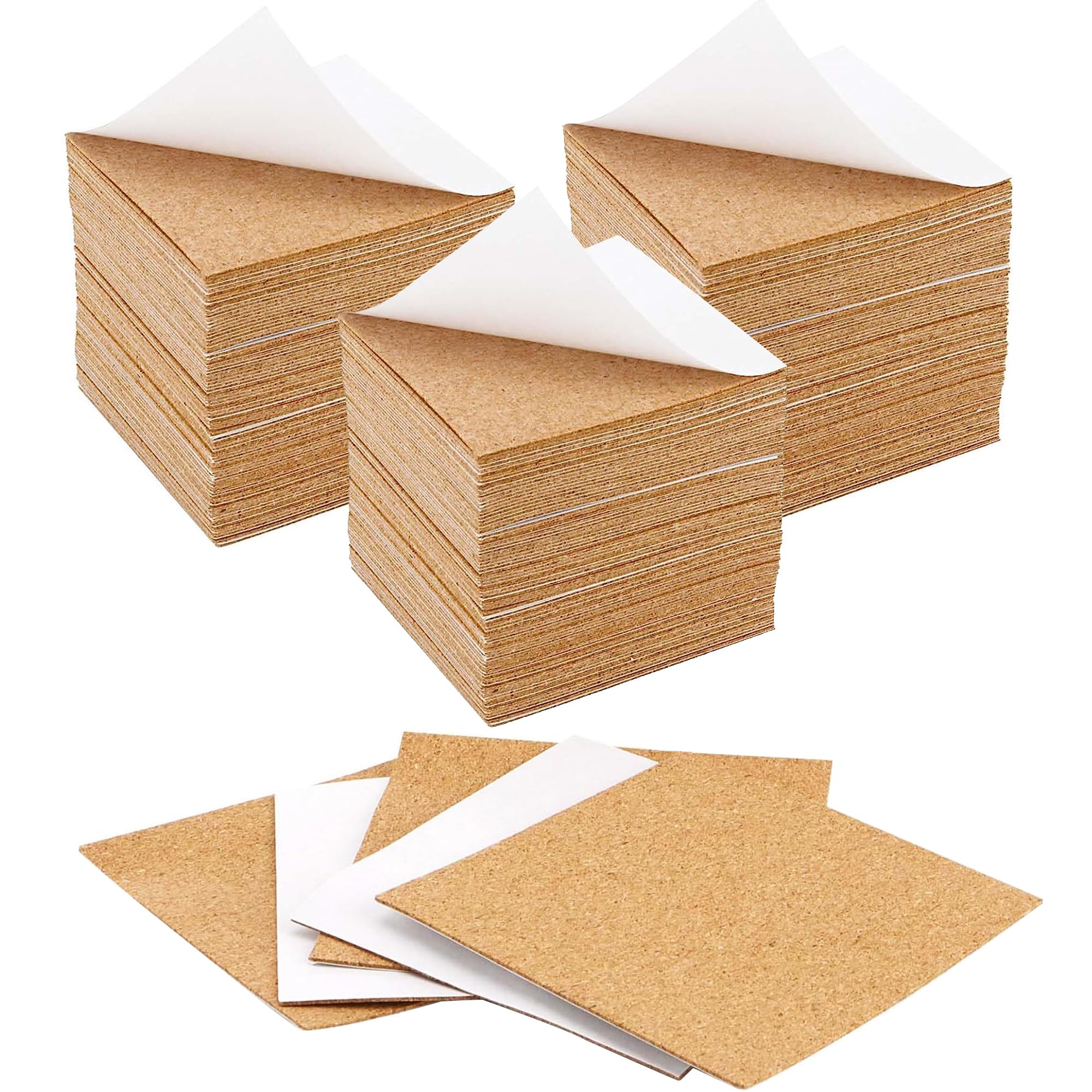Self-Adhesive Cork Square, Allazone 120 Pack 10 x 10CM Cork Backing Sheets for Wall Decoration, Party Supplies Coasters and DIY Crafts