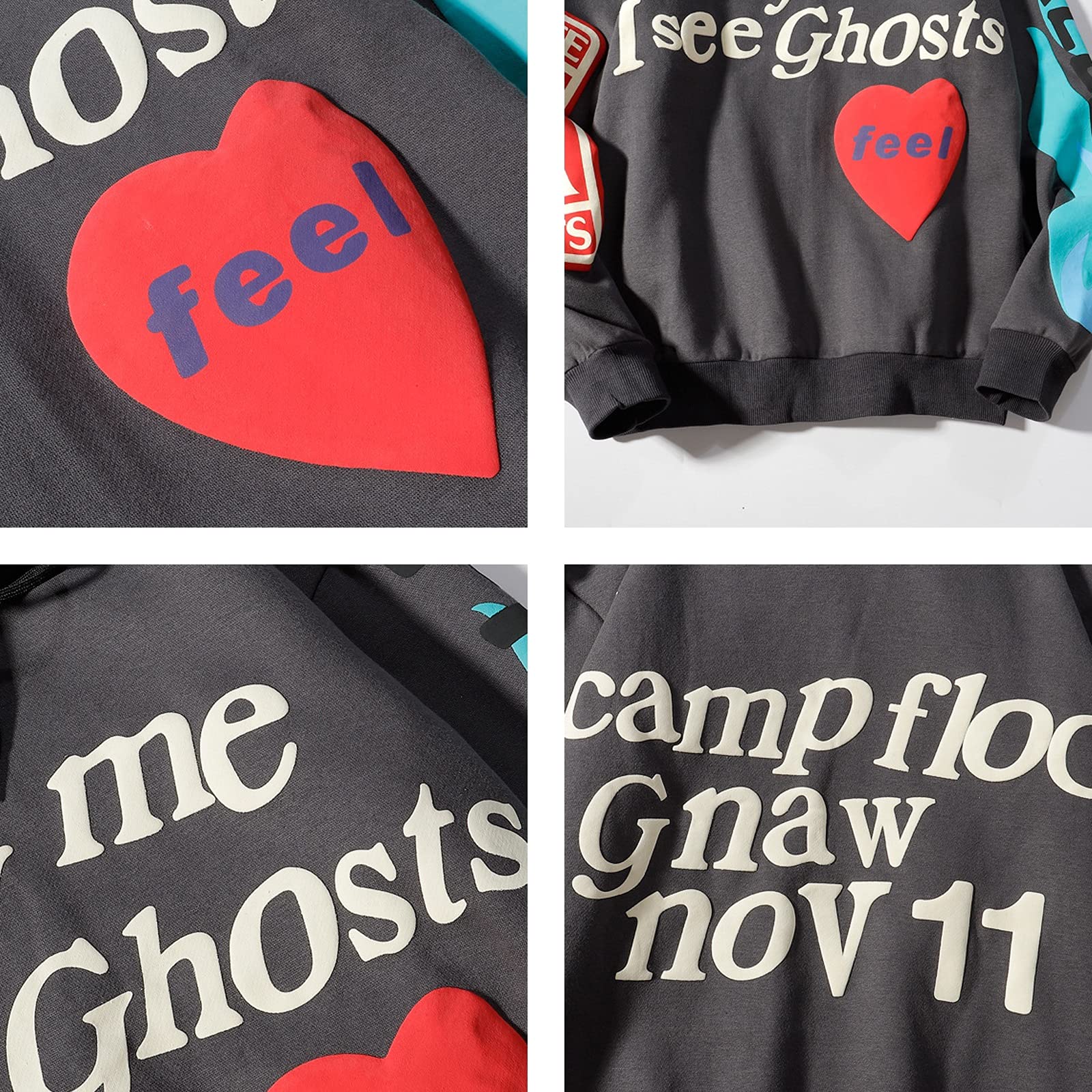 G&F Kanye bluza z kapturem z długim rękawem sweter bluza moda codzienna odzież sportowa topy hip hop moda uliczna dla dorosłych (kolor: czarny, rozmiar: XXL)