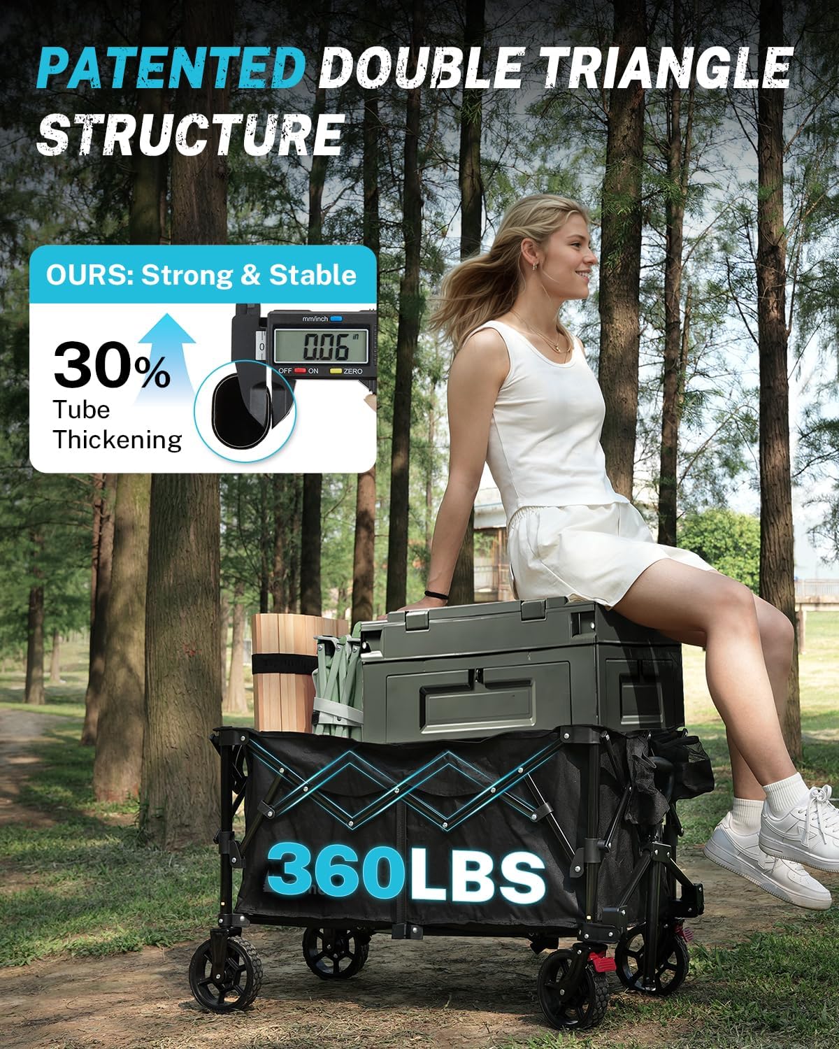 48''L Collapsible Foldable Heavy Duty Oversized Wagon with Weight