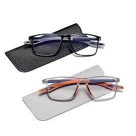 JOON-joon Reading Glasses Men 2 Pairs Sports Style Comfortable and Flexible Blue Light Blocking Readers for Men+2.75