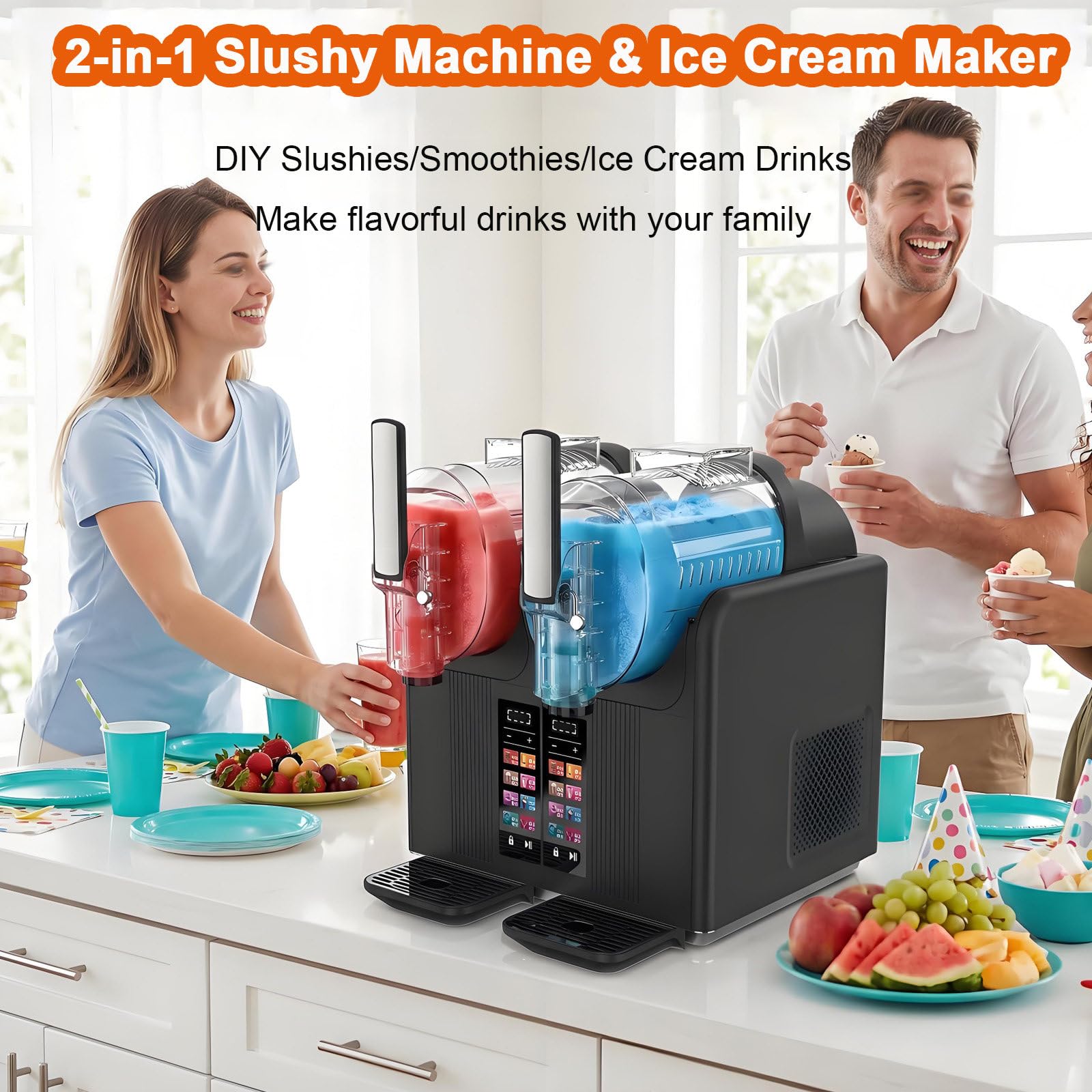 Dwuzbiornikowa maszyna do lodu i slushie, 2 x 2 l, szybkie mrożenie White-DoubleBowl