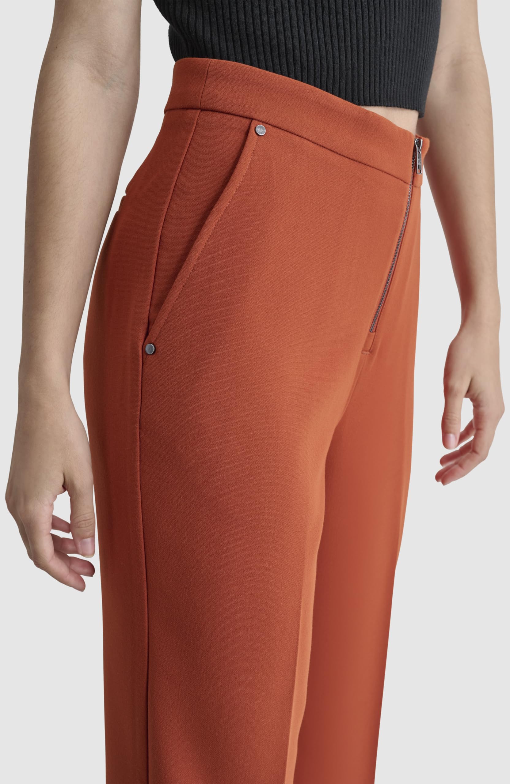 DKNY Double Weave Wide Leg Pants Pantaloni Donna