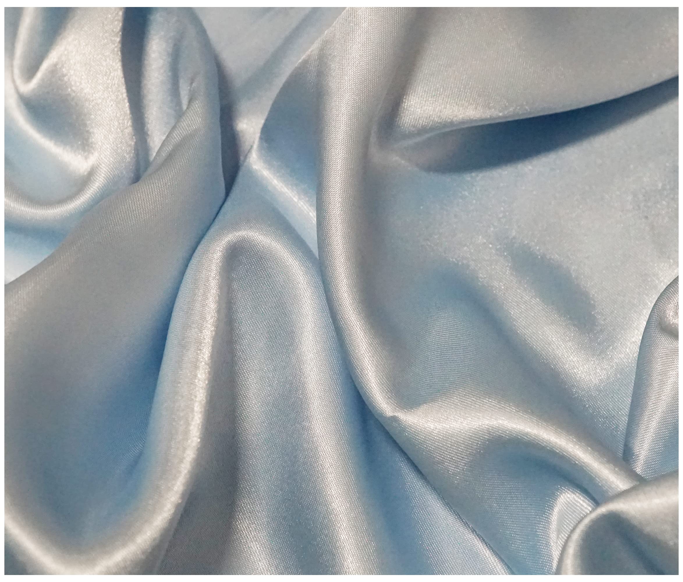 Silky Satin Polyester Fabric for Dressmaking Wedding Crafts Quilting Sewing 150cm Wide (500 x 150cm / 197" x 60", Light Blue) - Image 3