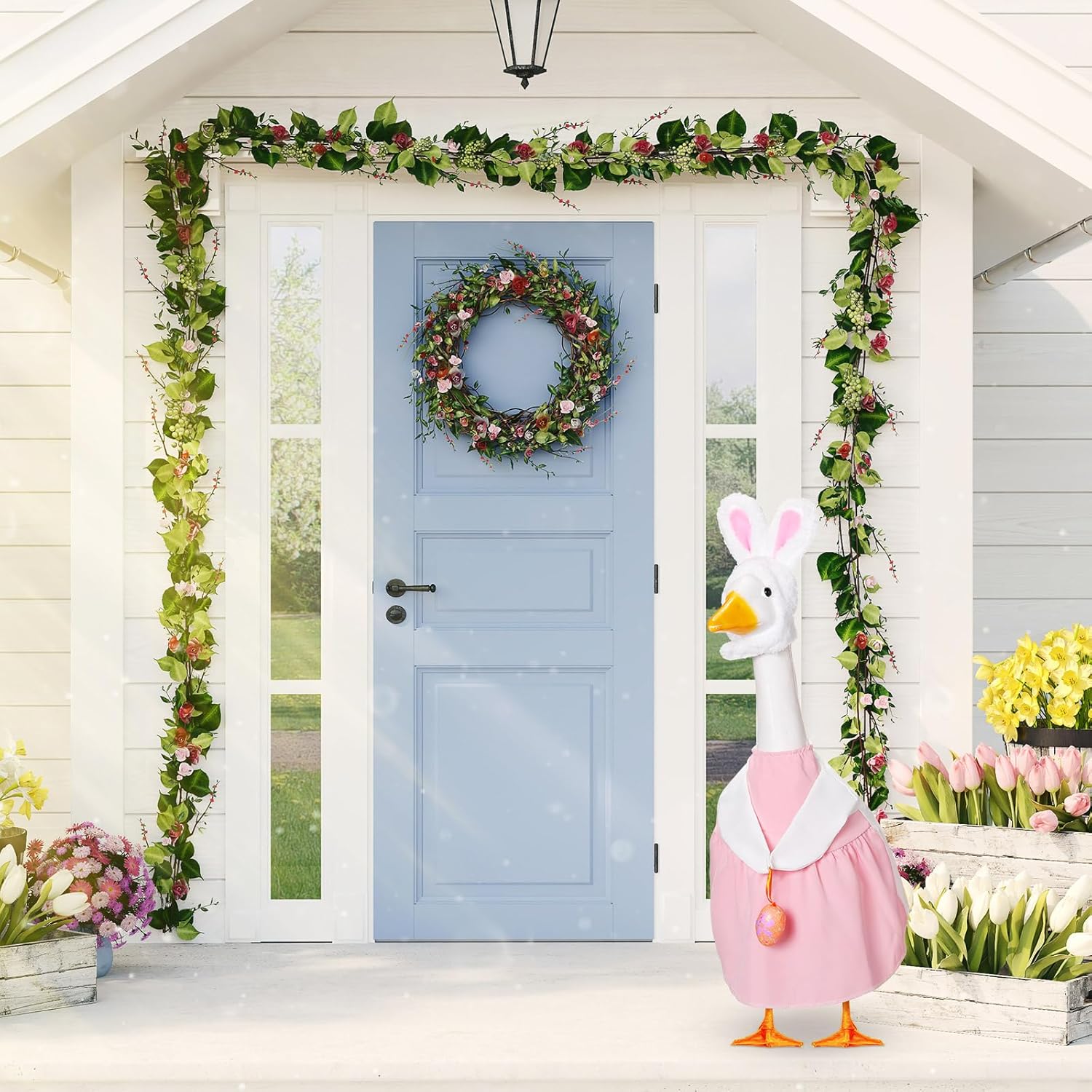 FuWeave 3 Set Easter Goose Outfit St. Patrick Valentine's Day Lawn Porch Goose Clothes Cement Patio Yard Lawn Costume