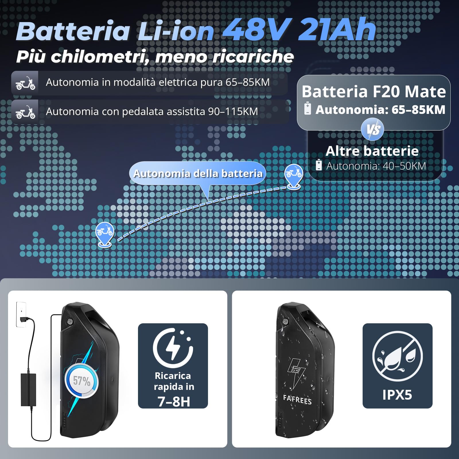 Fafrees Triciclo Elettrica 48V21Ah Batteria Rimovibile Bici Elettrica Pieghevole a 3 Ruote 20"×3.0", Autonomia 115km, Ebike Adulti Uomo Donna, Freni a disco idraulici,Cestino Ante-