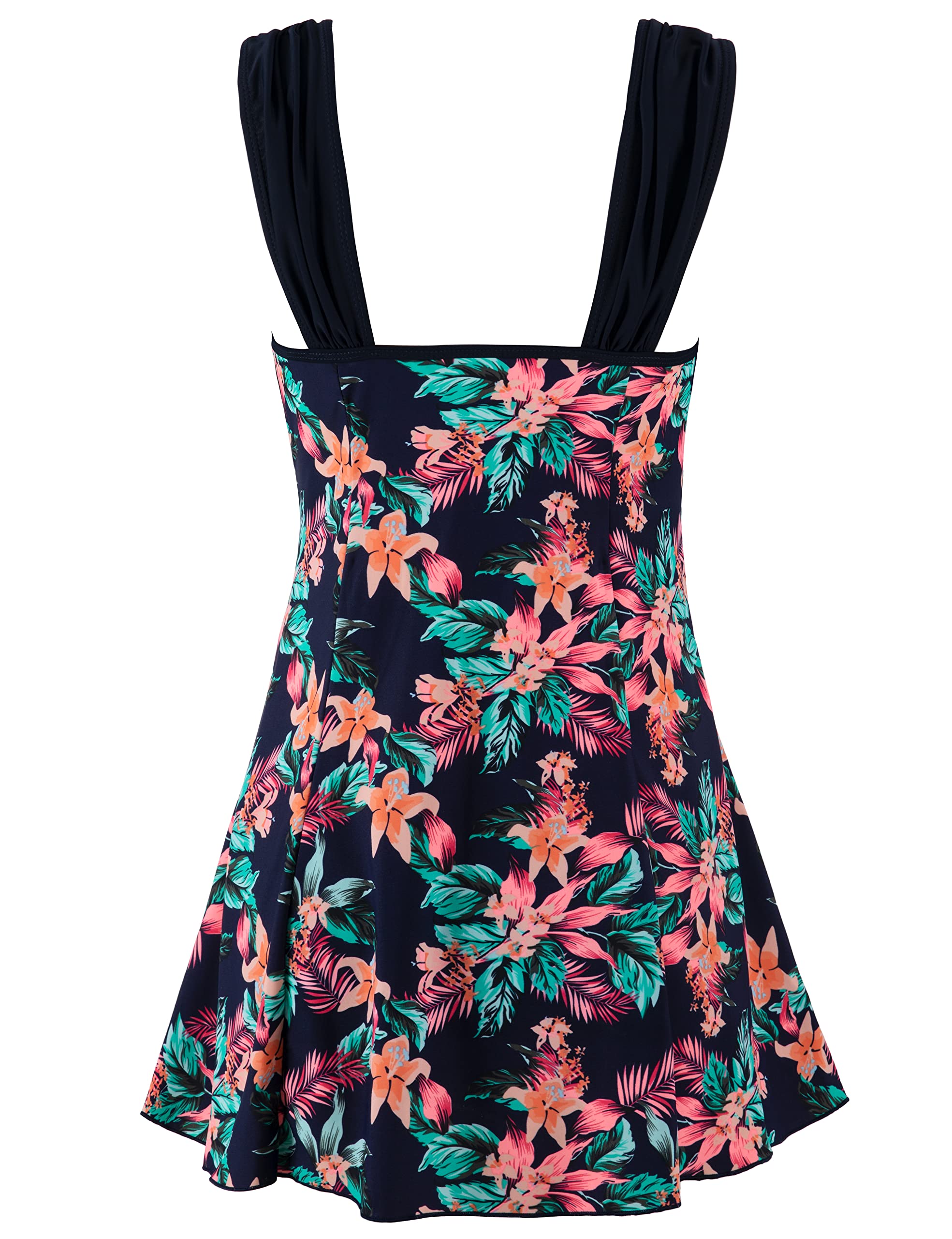 Wantdo Costume da Bagno Plus Size a Vita Alta Costume Intero con Gonna Estate Elegante Vestito Floreale Donna per Mare e Spiaggia 1 Pezzo