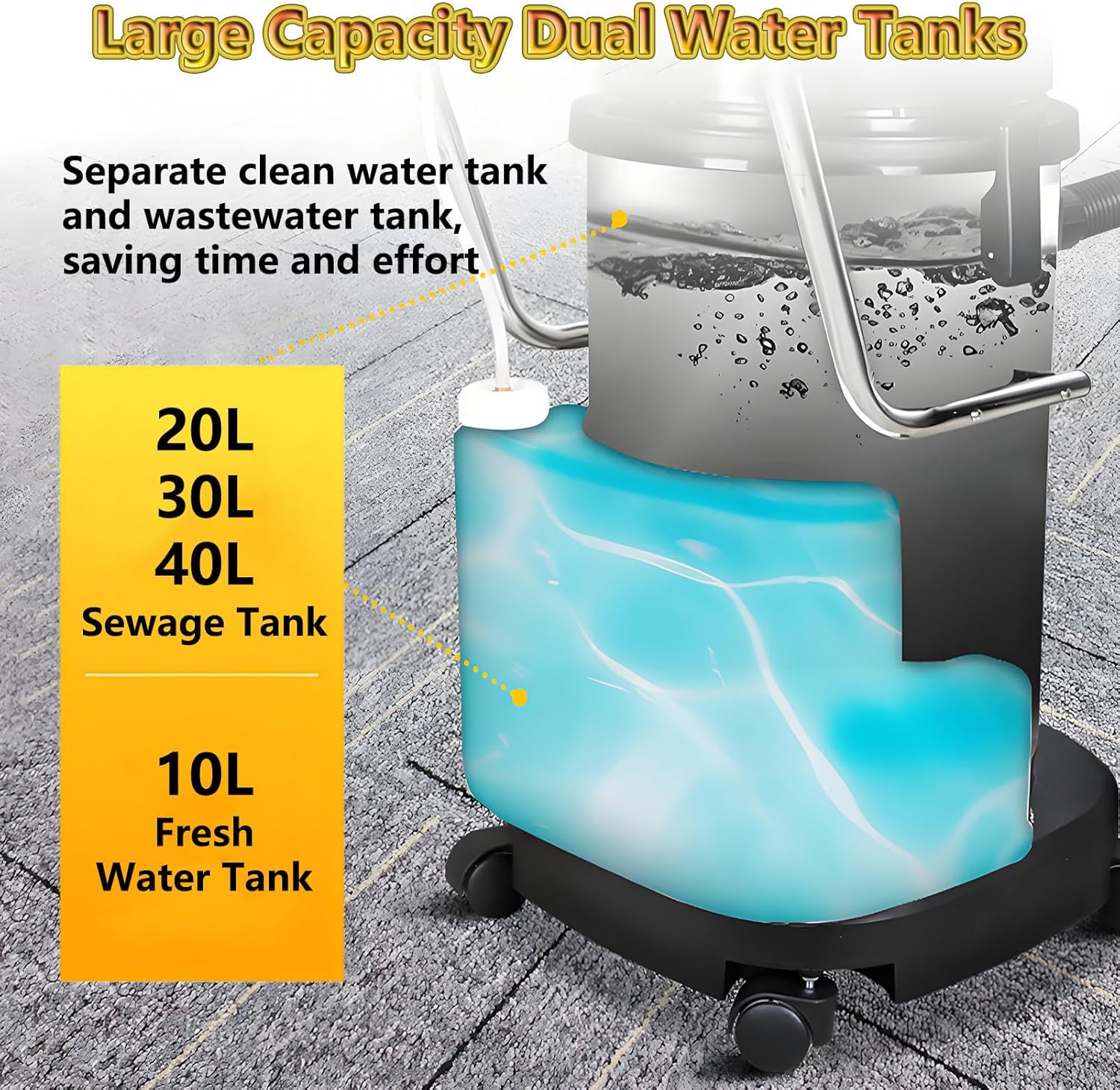 Commercial Carpet Cleaning Machine, Vacuum Cleaner Extractor, 2 in 1 Multi-Purpose for Carpet Sofa Curtain Cleaning with 7m Long Cord for Deep Cleaning in Hotels, Offices 20L