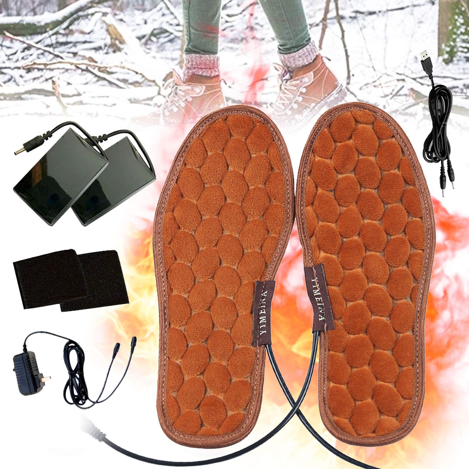 NANANA Semelle Intérieure Chauffante Chauffante USB Électriques Semelles de Chaussures Chauffantes USB Réutilisables Lavables pour Femme Homme Hiver Chasse Ski Pêche Randonnée,B,39~40