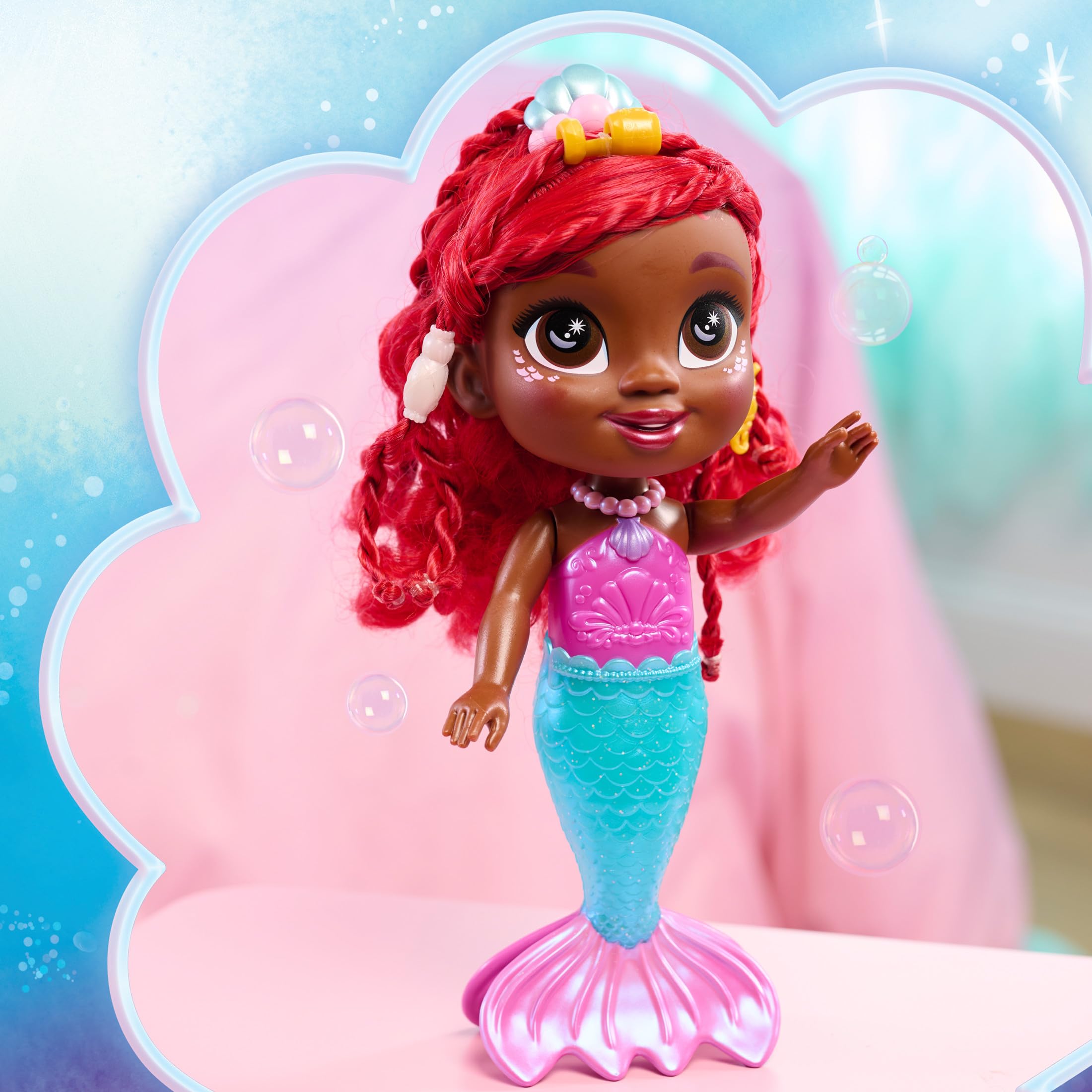 Just Play Disney Junior Atlantica Ariel Doll with Accessories, 5 Pieces, 24 cm Doll with Red Hair, Children's Toy from 3 Years - Image 3