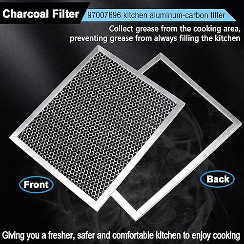 Miniatura 3 de 97007696 Filtro de carbón de repuesto para campana extractora 41F filtro de grasa 6105c 8-34 pulgadas x 10-12 pulgadas, filtro de carbón de carbón