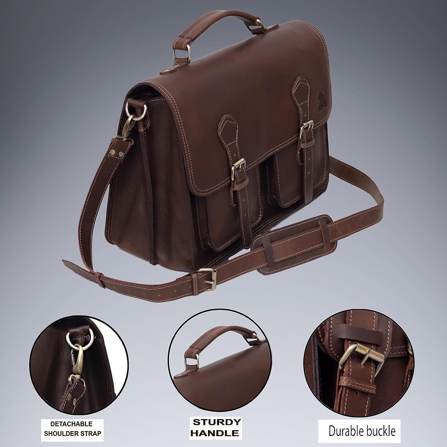 Leather Messenger Bag For Men, Vintage Handmade Laptop Briefcase and Shoulder Bag for Men - Image 7