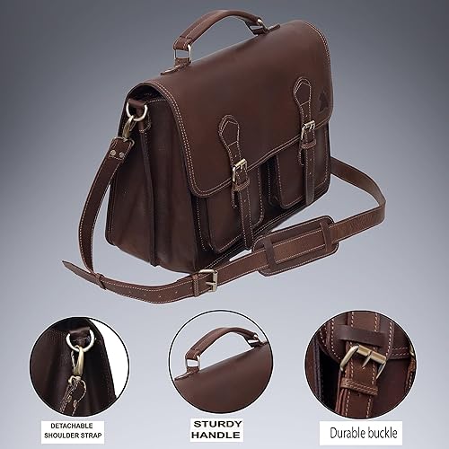 Miniatura 6 de Leather Messenger Bag For Men, Vintage Handmade Laptop Briefcase and Shoulder Bag for Men