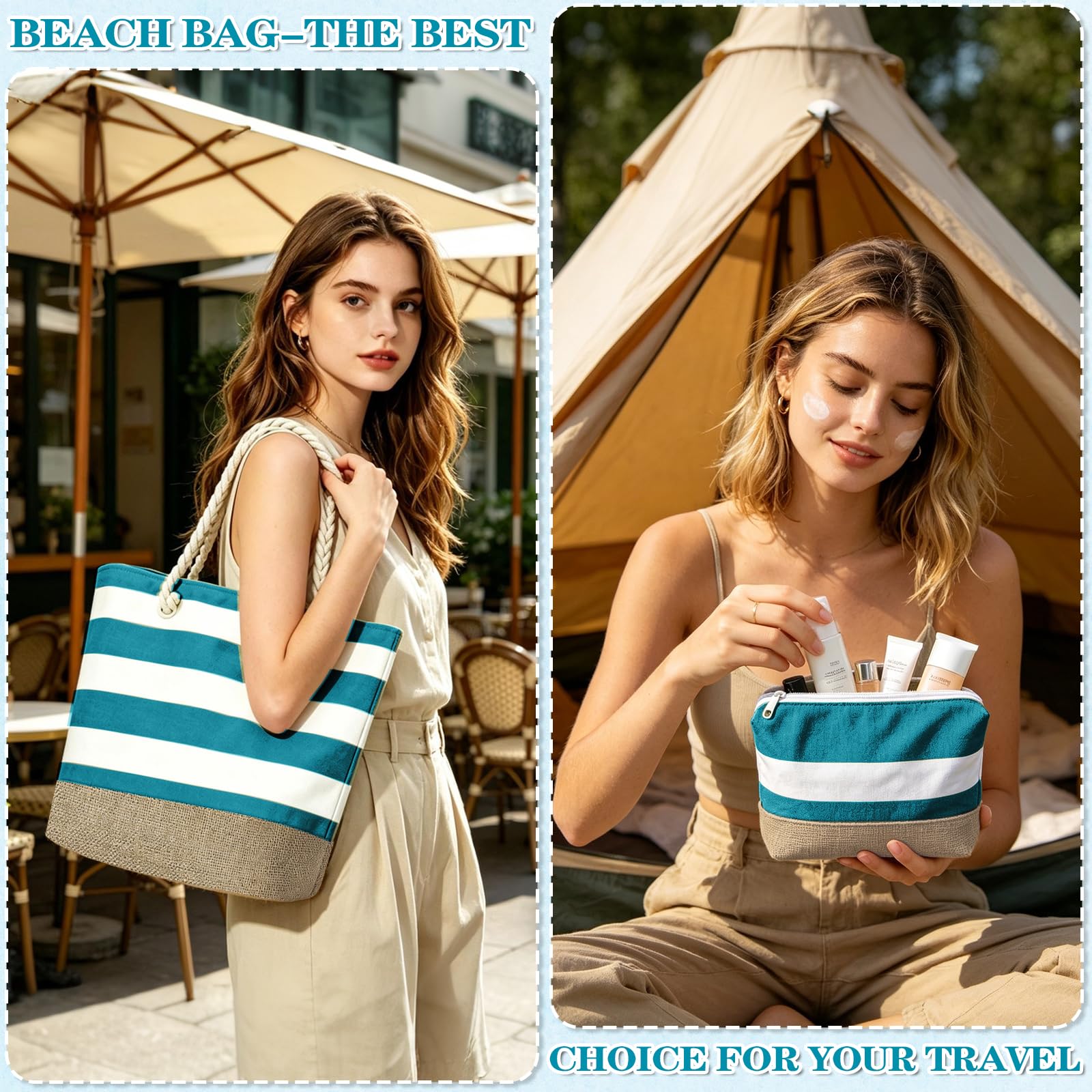 GEEKEO Bolsa de playa para mujer, bolsa de playa grande, impermeable y resistente a la arena, con cremallera, bolsa de playa, bolsa de compras para mujeres, playa, viajes