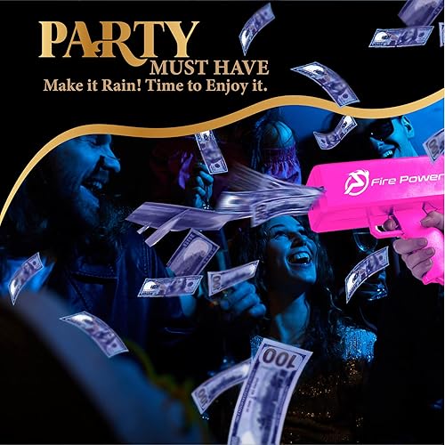 Miniatura 5 de Pistola de dinero - Pistolas de apoyo para películas que se ven reales, con dinero de juego de billetes de 100 dólares (rosa)