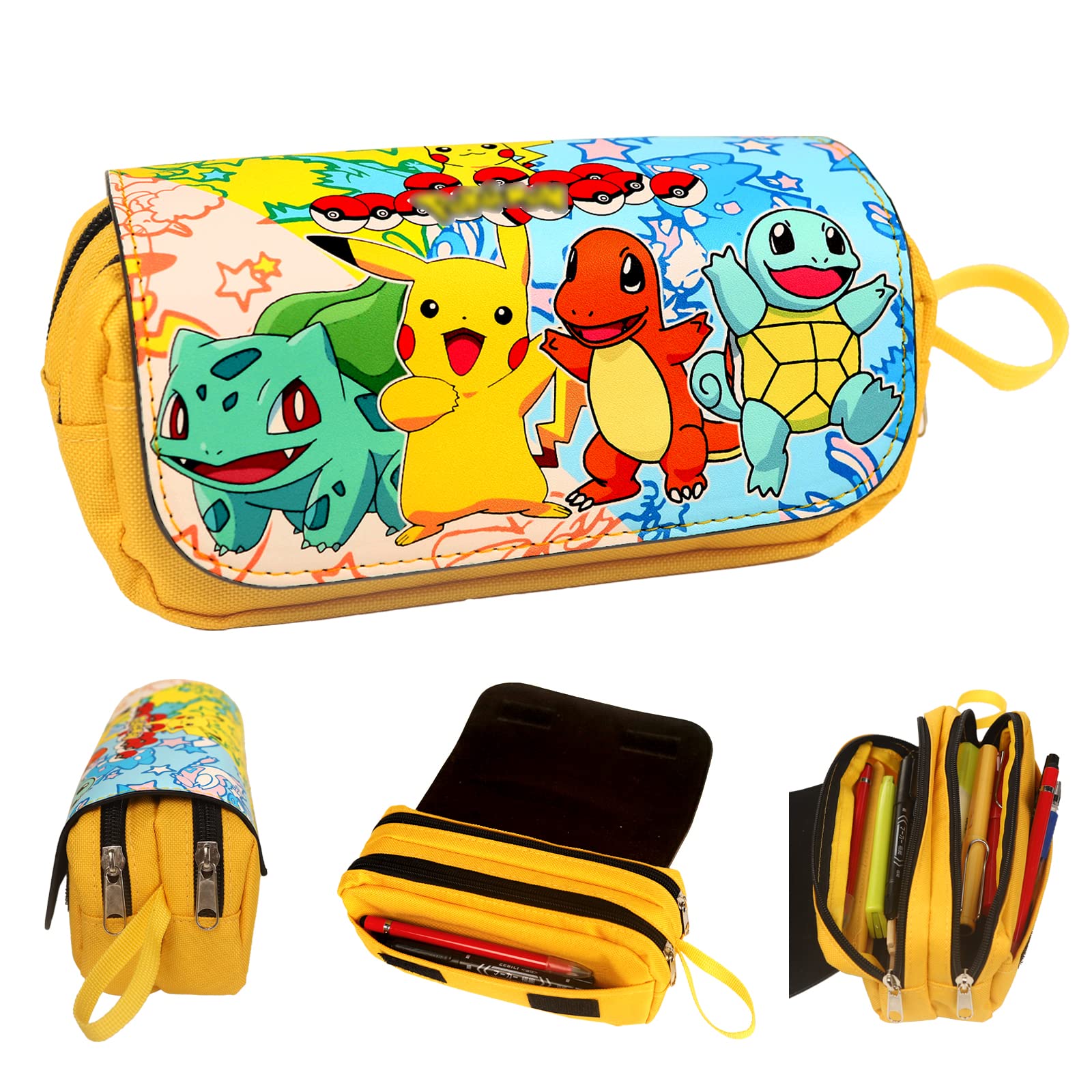 IRONIUM Estuche Gran Capacidad, Estuche 3 Compartimentos, Estuches Escolares Adolescentes con Cremallera y Asa, Estuche para Adolescentes Niños Hogar Oficina Escuela (A)