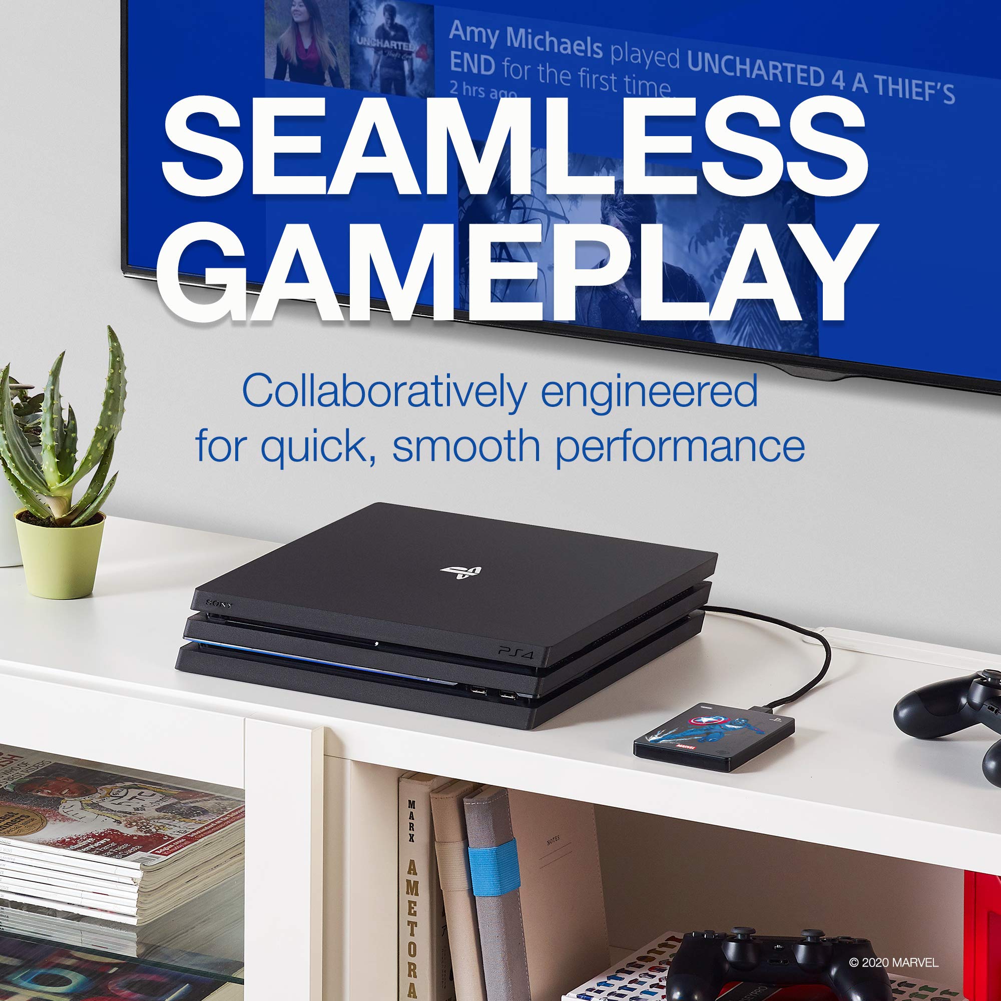 Seagate Game Drive for PS4, Marvel's Avengers Captain America, 2 TB - External Hard Drive, USB 3.0, compatible with PS4 and PS5 (STGD2000206)
