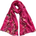Floral Embroidered Women's Scarf Shawl Lightweight